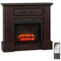 HOMCOM 32' Electric Fireplace with Mantel, Freestanding Heater with LED Log Flame, Overheat Protection and Remote Control, 1400W, White