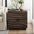 Solid Wood Nightstands, Bedside Table with 2 Drawers, No Handles, Sofa End Table for Living Room, Bedrooms,Brown