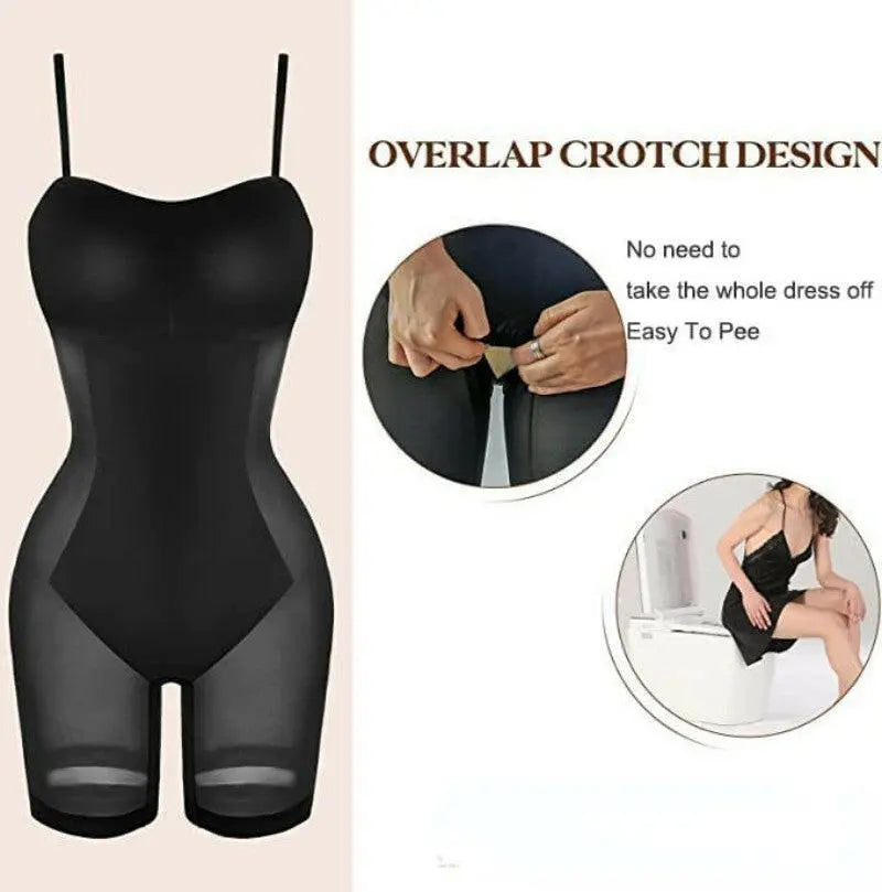 Women's Shapewear Dress Jumpsuit Tummy Tuck Lift Corset Open Crotch Suspender Tight Long Skirt Chest Pad Bodysuit Dress.