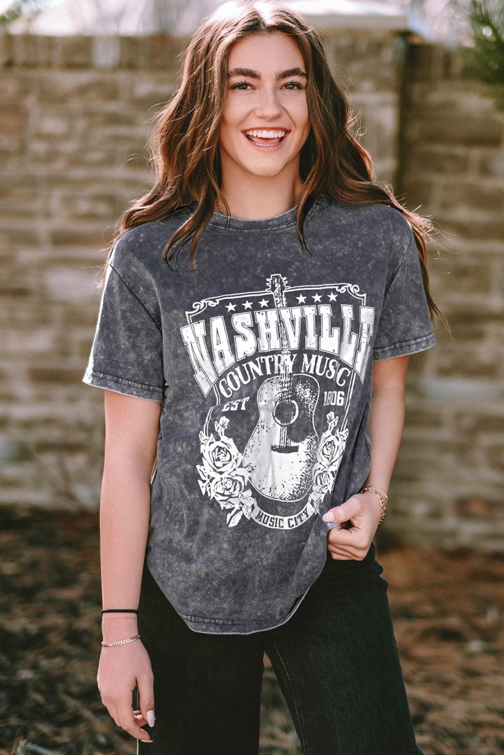 Red Nashville Rock Band T Shirt Vintage Washed Tee - Eloy Royal