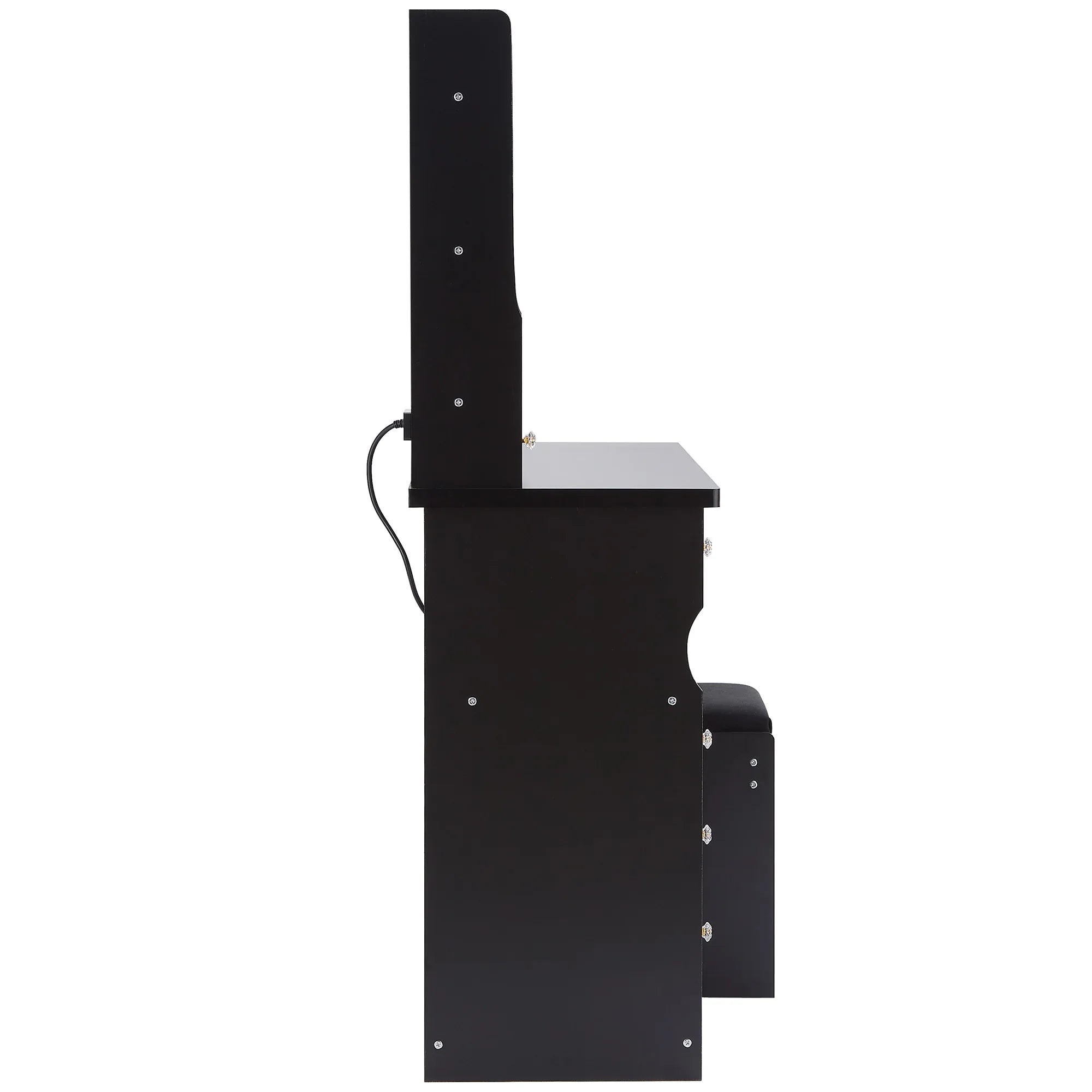 41' Large Size Left Drawer Desktop Vanity Table+Cushioned Stool Dresser Set, 2 AC+2 USB Power Station, Hair Dryer Stand, Extra Large Touch Control LED Mirror, 3-color Switch, EPA, GCC, UL Certificate - Eloy Royal