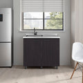 Gold Utility Sink Cabinet with 2 Doors and 3 Shelves, Wenge
