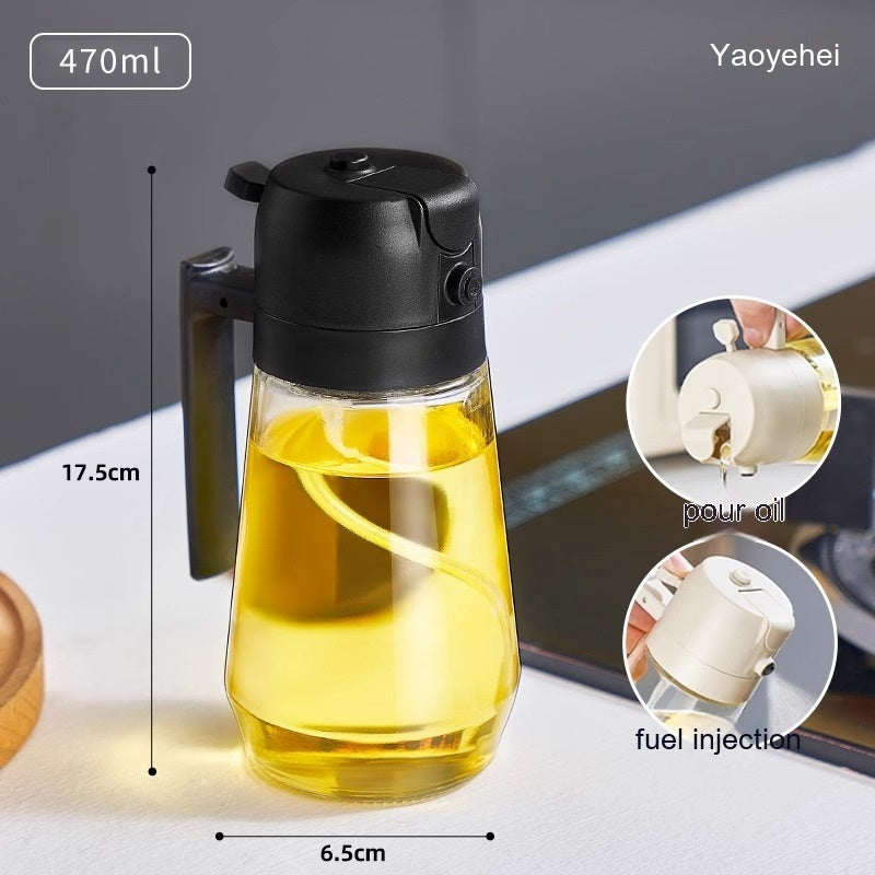 470ML Olive Oil Sprayer Dispenser For Cooking BBQ 2 In 1 Glass Oil Vinegar Soy Sauce Spray Kitchen Oil Bottle For Air Fryer - Eloy Royal