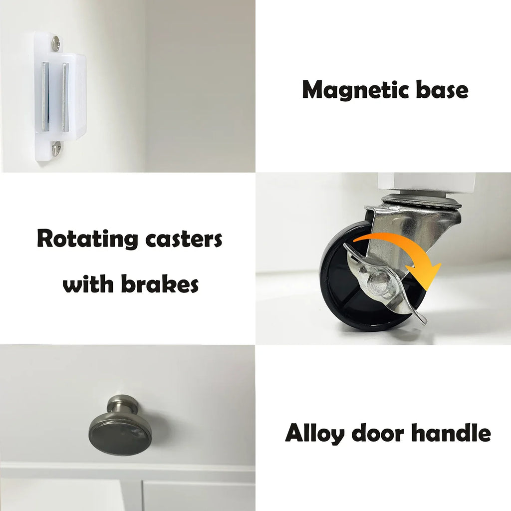 Kitchen island rolling trolley cart with Adjustable Shelves and towel rack rubber wood table top - Eloy Royal