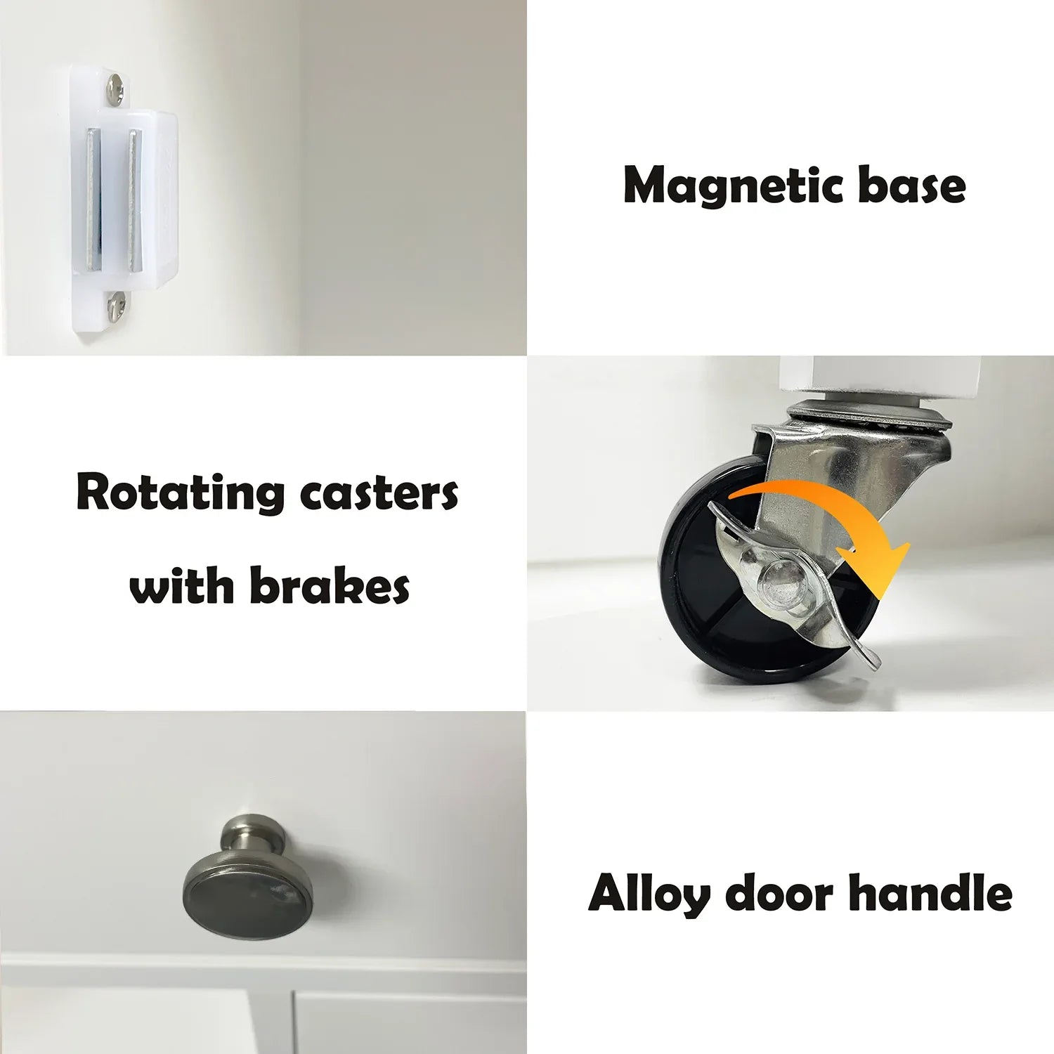 Kitchen island rolling trolley cart with Adjustable Shelves and towel rack rubber wood table top - Eloy Royal