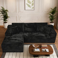 107 inch Rabbit hair Modular Cloud Combination Sofa Sofa - L-shaped living room sofa with recliner, Mdoren minimalist sleeper sofa, deep seat, no need to assemble black