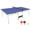 8*4.5ft Mid-Size Table Tennis Table Foldable & Portable Ping Pong Table Set for Indoor Games with Net, 2 Table Tennis Paddles and 3 Balls