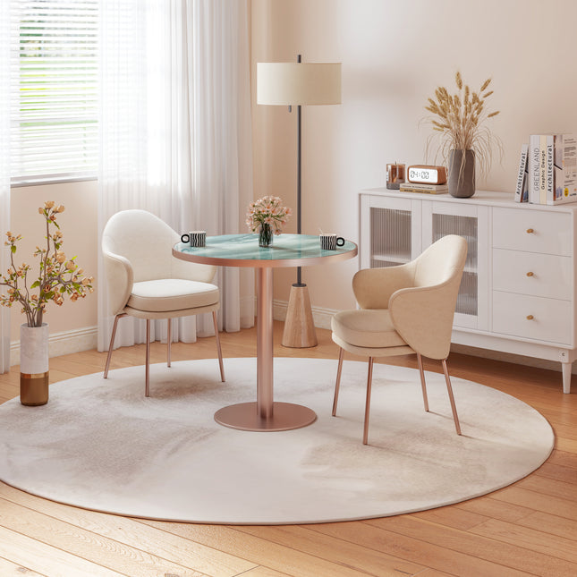 Round Modern Dinning Table 31.5 inches Bistro Table Tulip Table with Faux Marble top,Easy Assemble,Sturdy Metal Frame Diameter