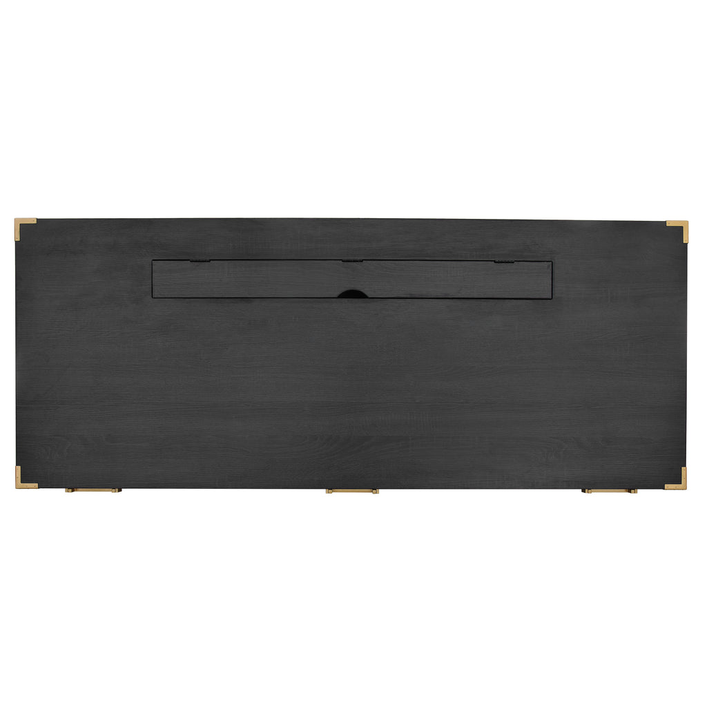 Sheridan Metal-Trim Executive Desk, Black and Gold, 70 in