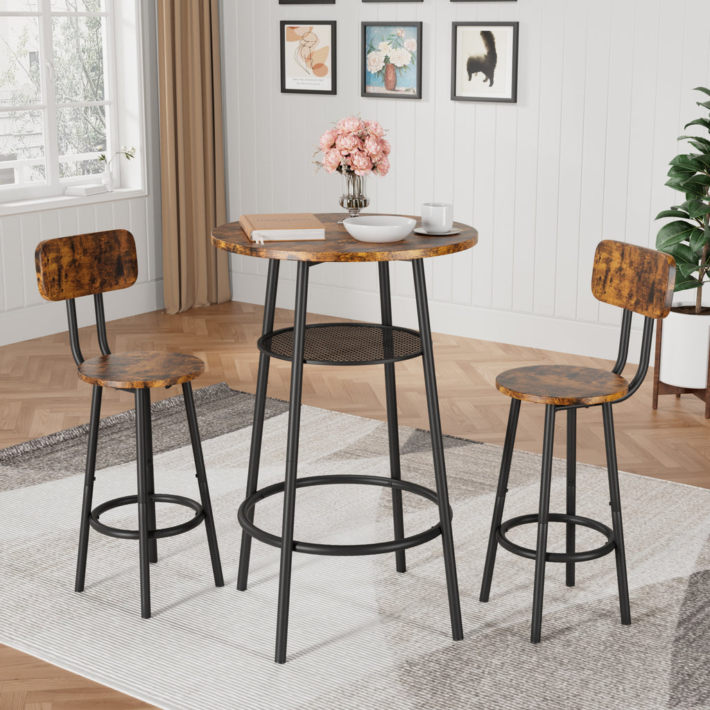 Bar table, equipped with 2 bar stools , with backrest and partition