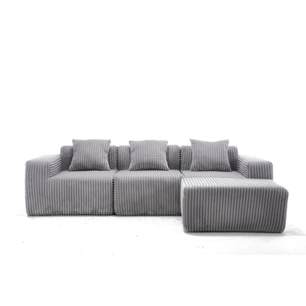 Modern Minimalist Modular Sectional Sofa L-Shape Upholstered Cloud Couch with Deep Seats Light Gray Fabric