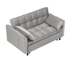 Modern Velvet Loveseat Futon Sofa Couch Pullout Bed, Small Love Seat Lounge Sofa w/Reclining Backrest, Toss Pillows, Pockets, Furniture for Living Room,3 in 1 Convertible Sleeper Sofa Bed, Gra - Eloy Royal