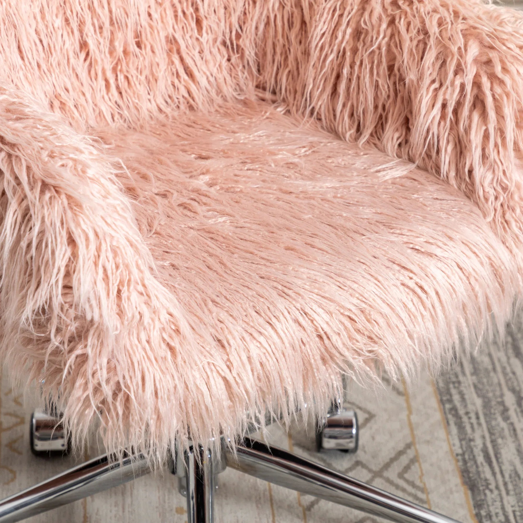 HengMing Modern Faux fur home office chair, fluffy chair for girls, makeup vanity Chair - Eloy Royal