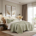 King 3 Piece Cotton Quilt Set Sage