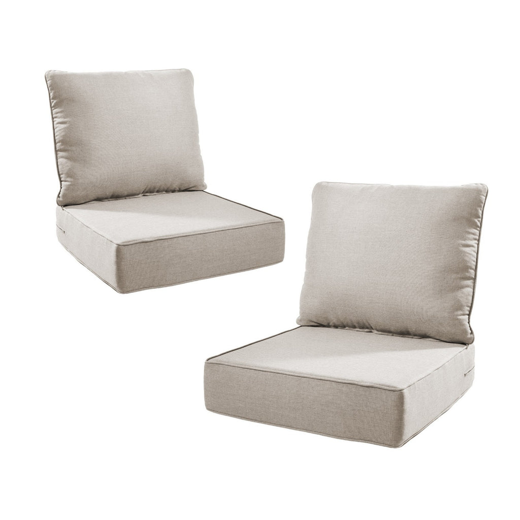 6' Thicker Outdoor Chair Cushion 2 Sets-24'x22'x6' Waterproof Patio Furniture Cushions with Removable Cover 28D High Density Sponge Filling Thicken Outdoor Patio Cushions-Beige