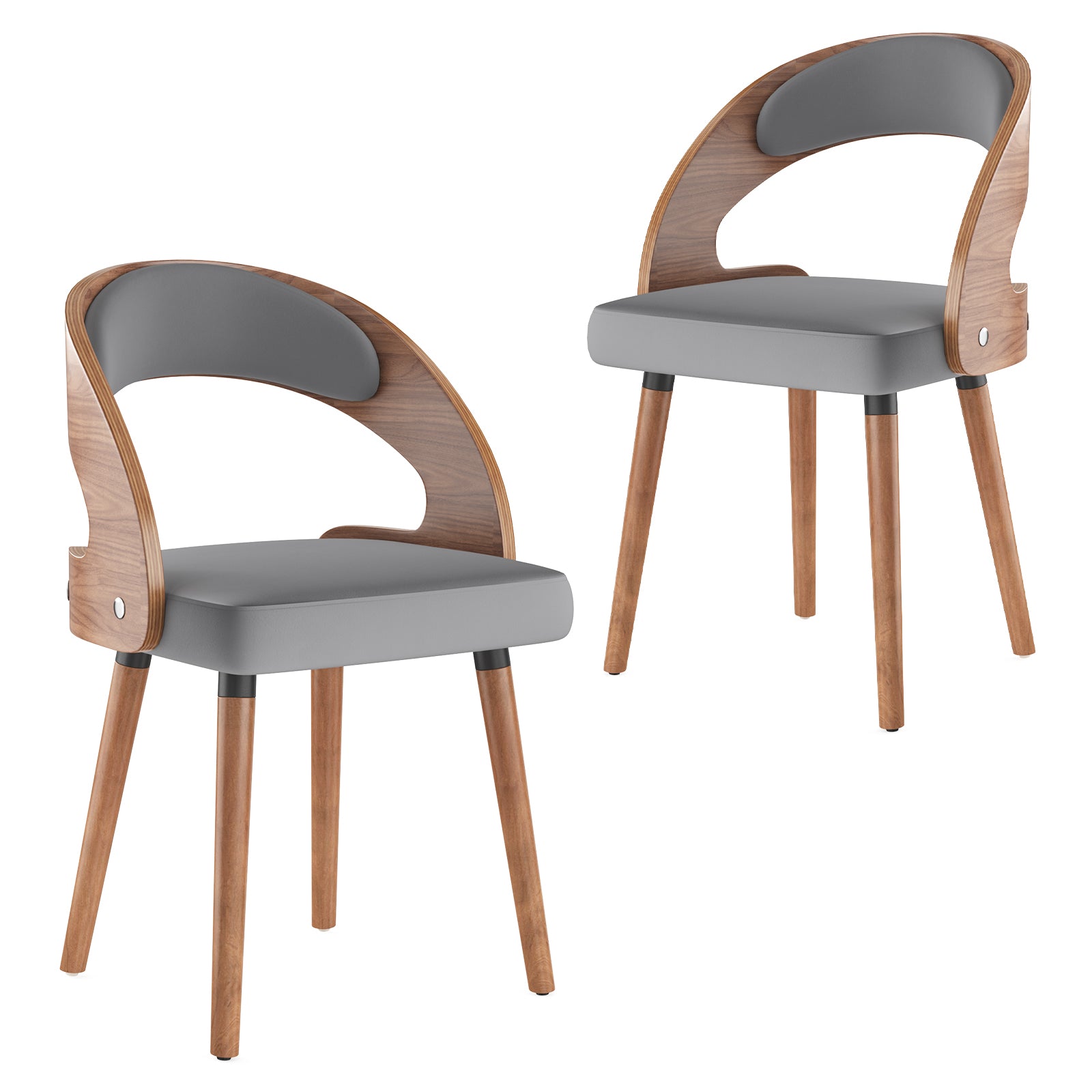 Wood Dining Chairs, Set of 2 Modern Upholstered Dining Chairs with Curved Backrest for Kitchen, Dining Room, Living Room
