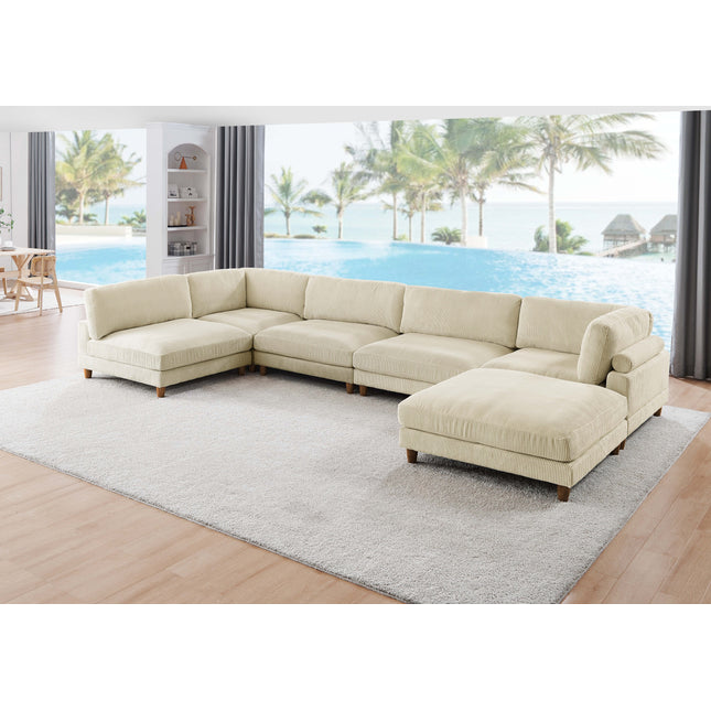 Large Seating Corduroy Modular Sectional