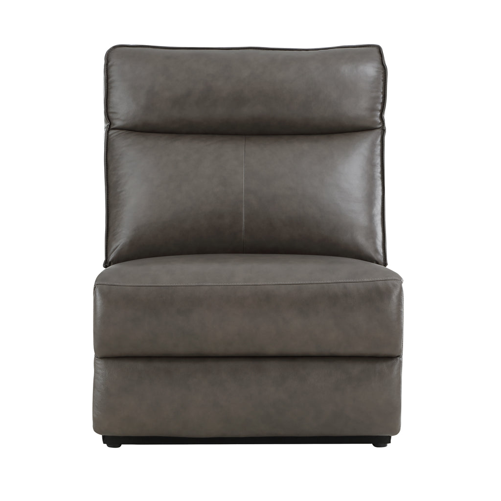 Armless Chair Leather Dark brown