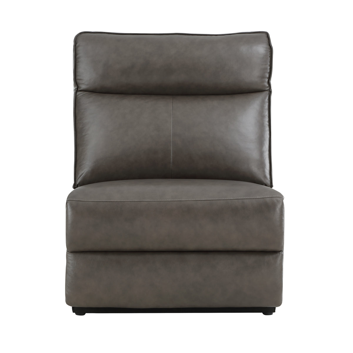 Armless Chair Leather Dark brown