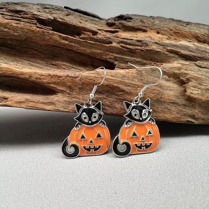 Halloween Funny Earrings Female Personality Ghost Pumpkin Bat Cartoon Jewelry