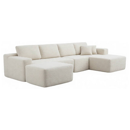 134' Modern Minimalist Modular Sectional Couch, Comfort L Shaped 4-Seat Lounge Sofa with Ottoman, Right Hand Facing