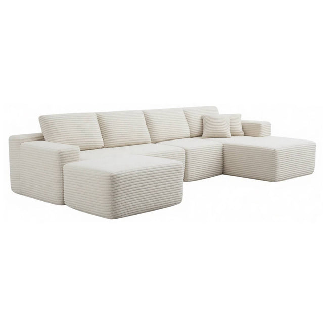 134' Modern Minimalist Modular Sectional Couch, Comfort L Shaped 4-Seat Lounge Sofa with Ottoman, Right Hand Facing