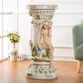 33' Luxury Vintage Roman Column Pedestal, Resin Pillar with Fairy & Floral Relief, Elegant Display Stand for Living Room, Entryway & Home Aesthetic Decor
