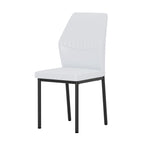 Luxury Simple Chair Set of 4 White PU Material High Resilience Dining Chair with Metal Black Leg