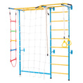 Indoor Jungle Gym for Toddlers, 7-in-1 Climbing Playset with Carbon Steel Swedish Ladder, Wall Ladder, Pull-Up Bar, Rope Ladder, and Gymnastic Rings, Supports 220 lbs, Multicolor