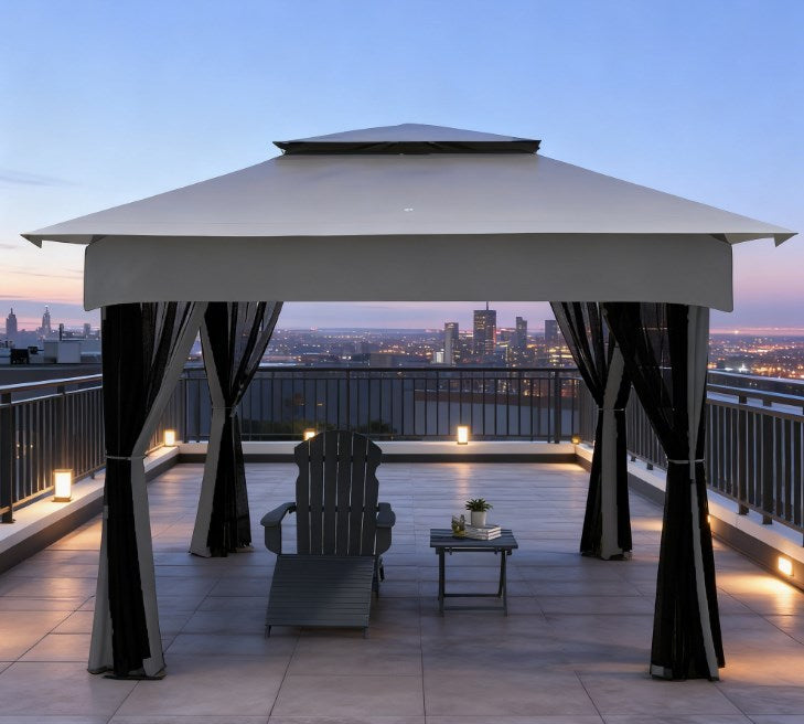 Easy to Setup Foldable Gazebo,Outdoor Patio Pop Up Canopy Gazebo Shelter with Zipper Netting,Carry Bag