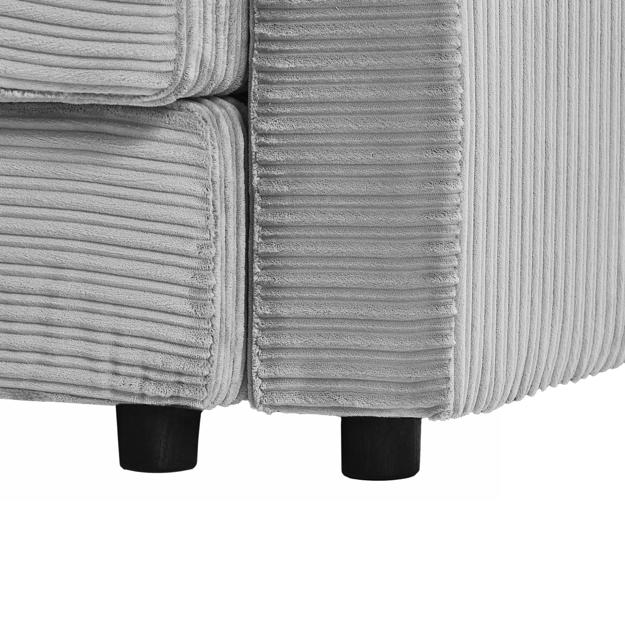 Modern Style Single Sofa Couch with Storage, USB Ports, Cup Holders, and Phone Holder, Grey Corduroy, 41.7' - Eloy Royal