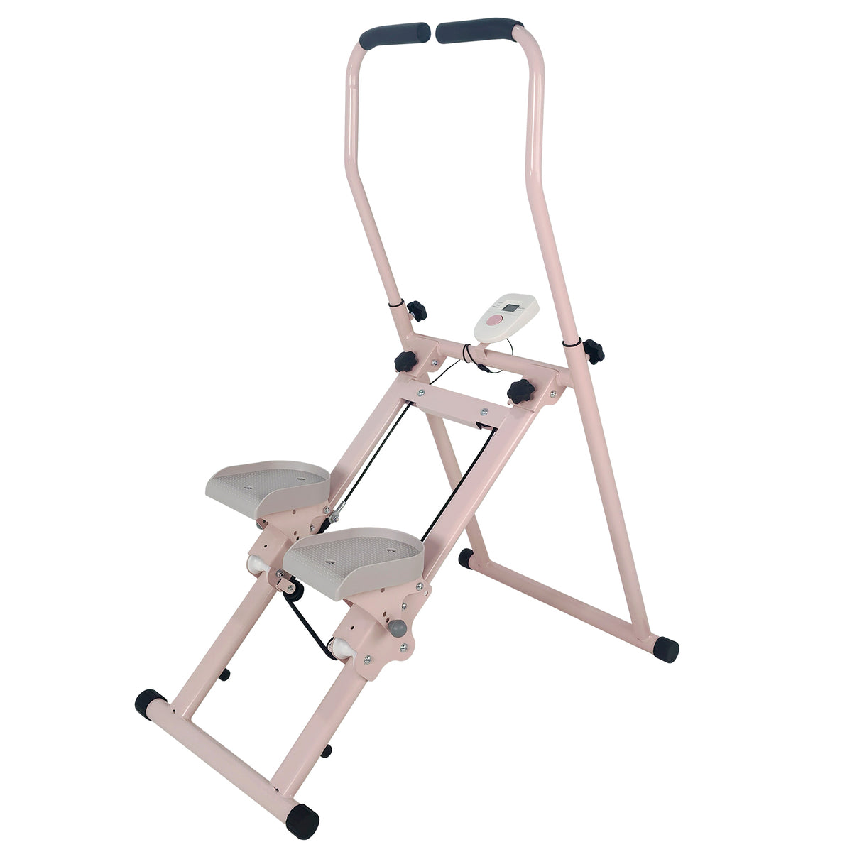 Stair Stepper Folding Vertical Cardio Exercise Climber Stair-Master for Exercise at Home Full Body Workout Machine with Handlebar Pink+White