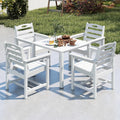 HDPE Outdoor Dining Set, All-Weather Outdoor Dining Table Set of 5 with 2' Umbrella Hole, Outdoor Patio Dining Set for Garden, Poolside, Backyard, Deck, White