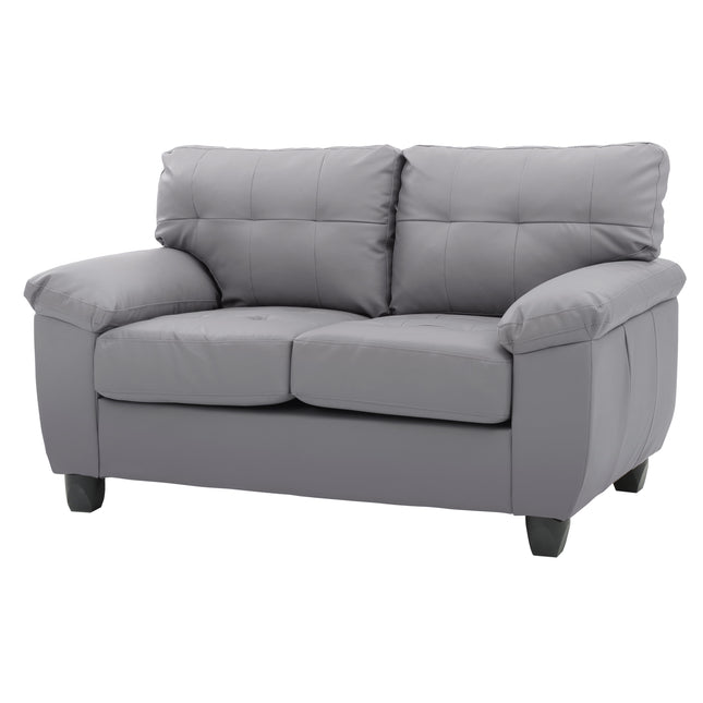 Stylish Gray Loveseat With Padded Arms