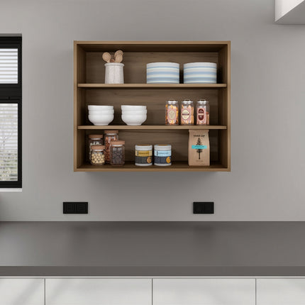 Natural Oak Open Storage Wall Cabinet