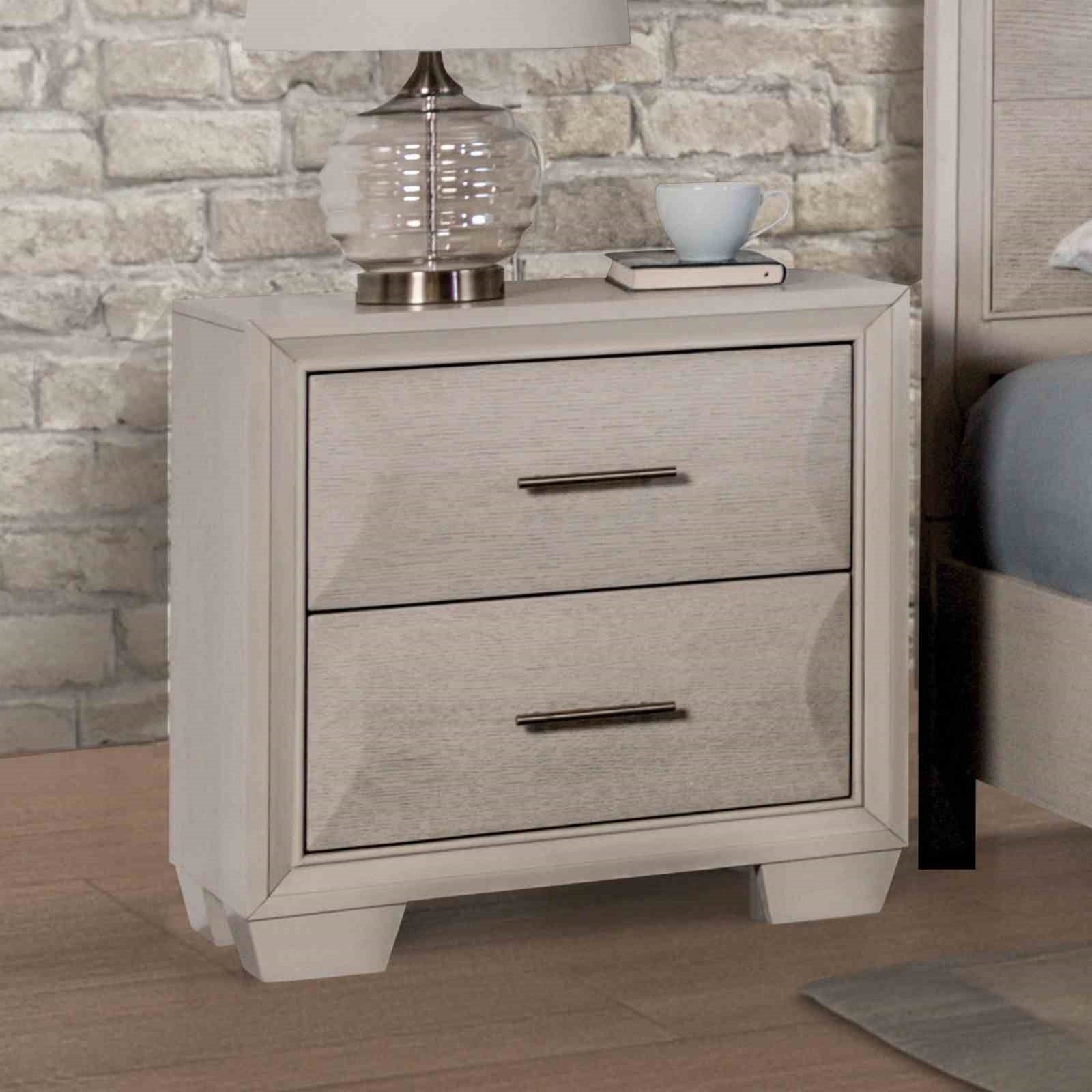 Transitional Style White Oak Finish Nightstand 1pc English Front And French Back Dovetail Drawers Bedroom Furniture