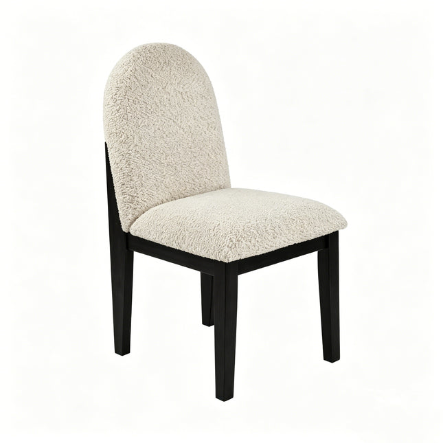 Set of 2 Fabric Upholstered Dining Chairs, Modern Black Wood Frame, Soft Seat with Ergonomic Support