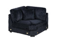 Contemporary Style 1pc Corner Wedge Only Modular Piece Black Corduroy Texture Surface Upholstered Living Room Furniture