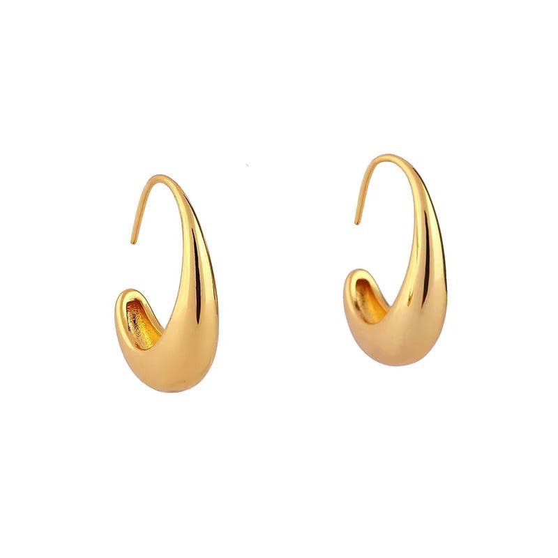 Women's Fashion Geometry Pattern Metal C- Ring Earrings