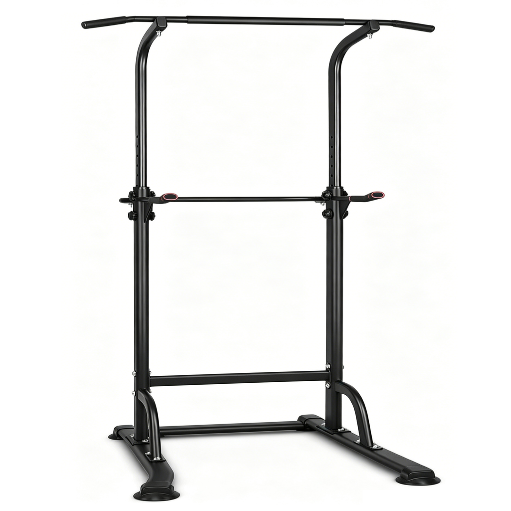 Sport Power Tower Workout Dip Station Pull Up Bar, Height Adjustable Multi-Function Dip Stand for Home Gym Strength Training Fitness Equipment Black