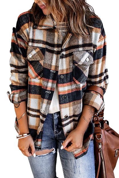 Multicolor Plaid Casual Button Up Flannel Shacket - Eloy Royal