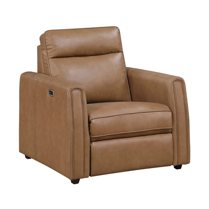 Modern Brown Power Reclining Chair USB Charging Ports Zero Wall Reclining Design Faux Leather Upholstery Living Room Furniture 1pc