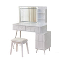 Modern Makeup Vanity Desk with LED Lights & Mirror, 4 Drawer Dressing Table Set, Space-Saving for Bedroom, White
