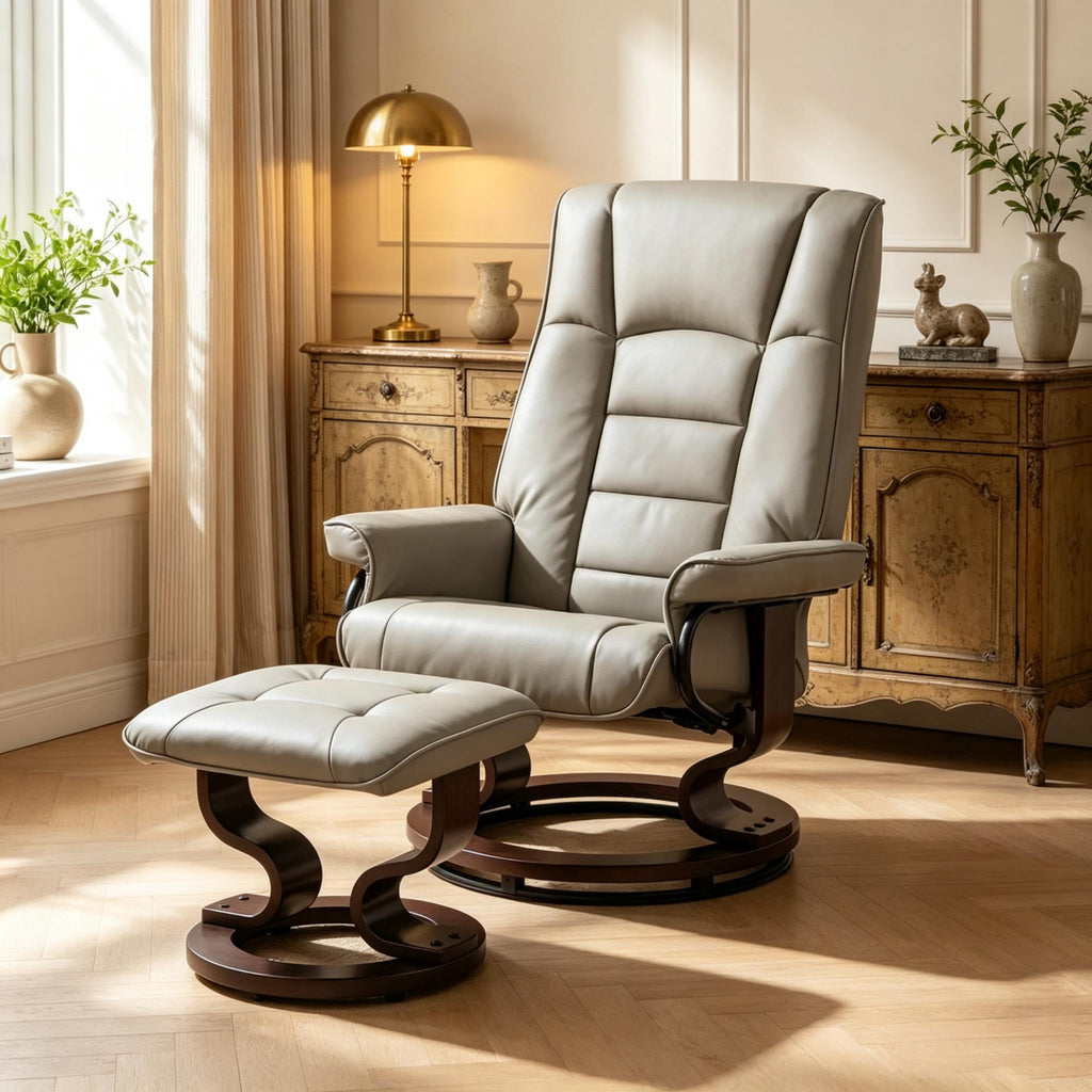 Modern Lounge Chair Set,Luxury Recliner with Ottoman,Recliner Chair with Matching Ottoman,Stylish Recliner and Ottoman Combo for Reading, Napping, or TV Watching