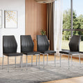 Set of 4 Black - and - Silver Dining Chairs,37 inches High: Ergonomic PU Backrest, Combines Comfort and Style.Perfectly blends comfort and elegance, Injecting more comfort and style into dining time.