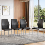 Set of 4 Black - and - Silver Dining Chairs,37 inches High: Ergonomic PU Backrest, Combines Comfort and Style.Perfectly blends comfort and elegance, Injecting more comfort and style into dining time.
