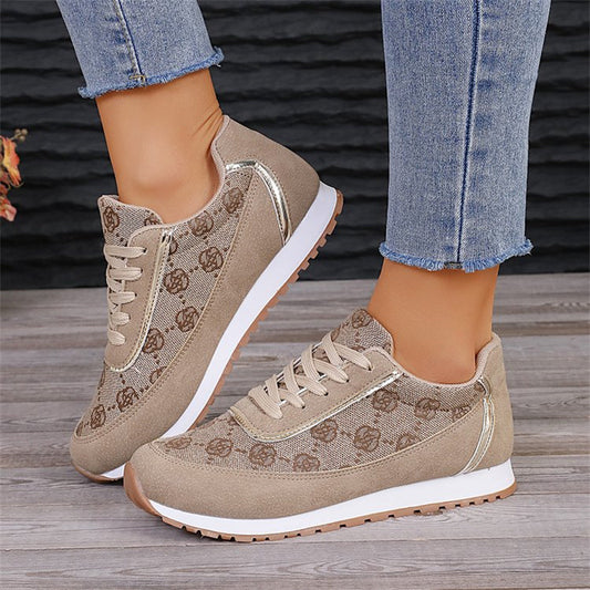 Flower Print Lace-up Sneakers Casual Fashion Lightweight Breathable Walking Running Sports Shoes Women Flats - Eloy Royal