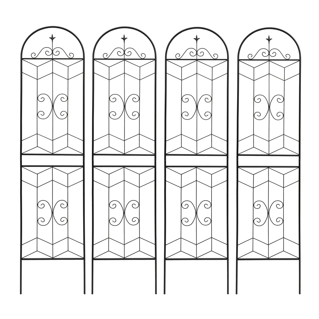 4 Pack Metal Garden Trellis 86.7' x 19.7' Rustproof Trellis for Climbing Plants Outdoor Flower Support Black Iron