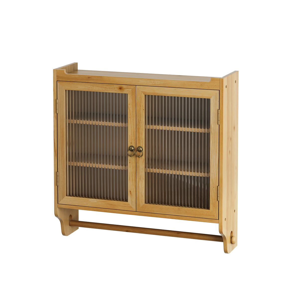 Galatea Glass-Door Wall Cabinet with Towel Rail, Natural, 25 in