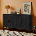 Grosvenor Twill-Panel Four-Door Sideboard, Black and Dark Walnut, 60 in